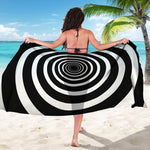 Black And White Circle Swirl Print Beach Sarong Wrap