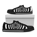 Black And White Circle Swirl Print Black Low Top Sneakers