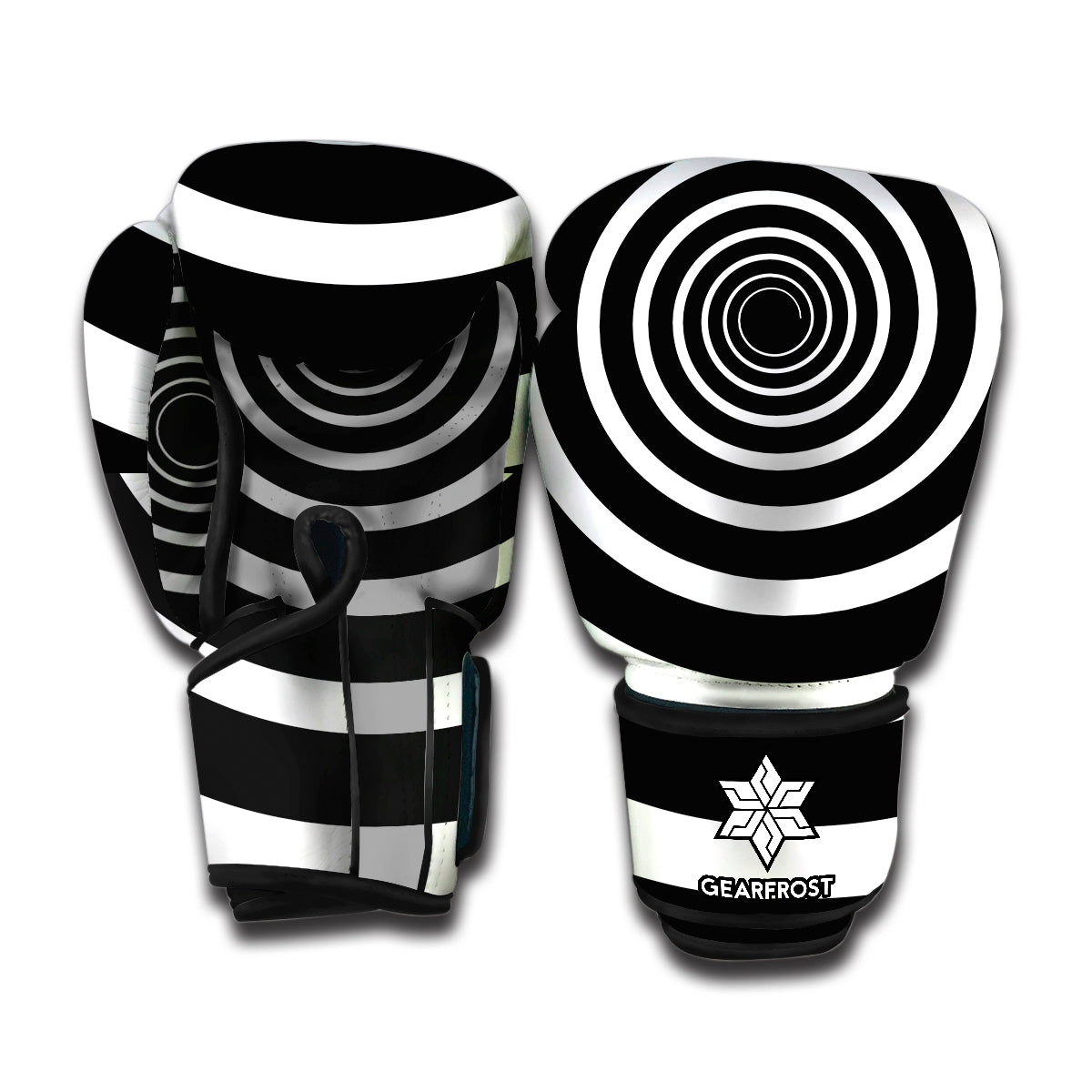 Black And White Circle Swirl Print Boxing Gloves