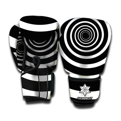 Black And White Circle Swirl Print Boxing Gloves