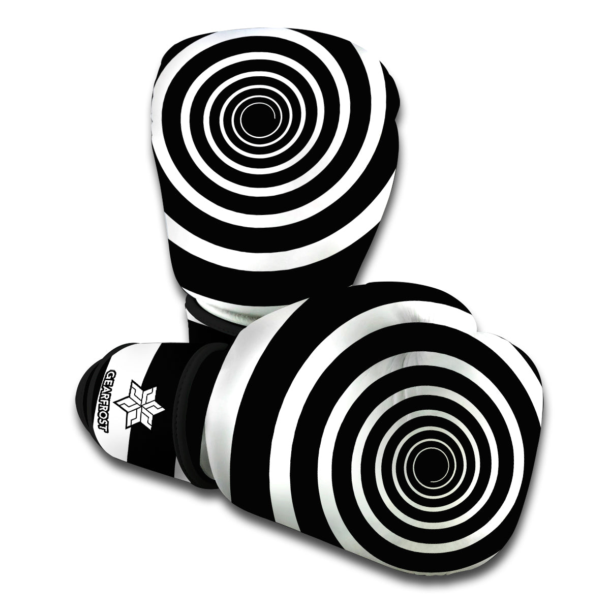 Black And White Circle Swirl Print Boxing Gloves