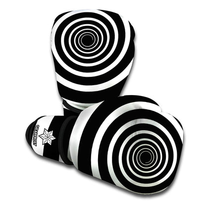 Black And White Circle Swirl Print Boxing Gloves