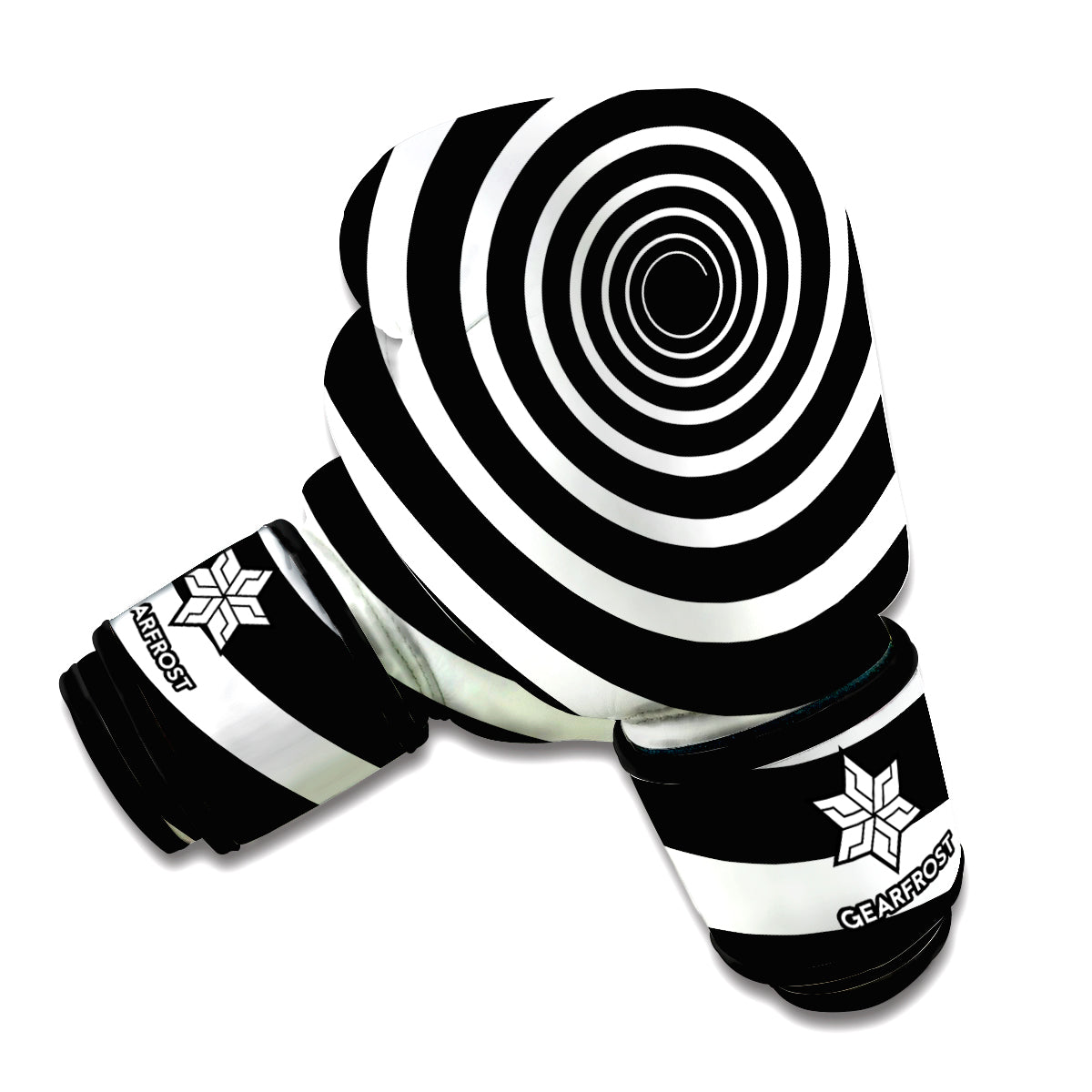 Black And White Circle Swirl Print Boxing Gloves