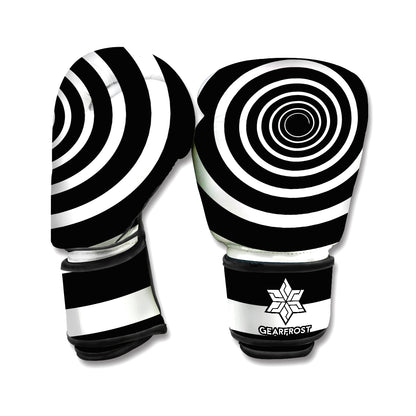 Black And White Circle Swirl Print Boxing Gloves