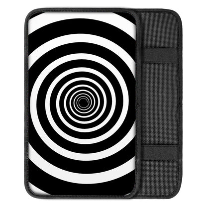 Black And White Circle Swirl Print Car Center Console Cover