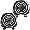 Black And White Circle Swirl Print Car Headrest Covers