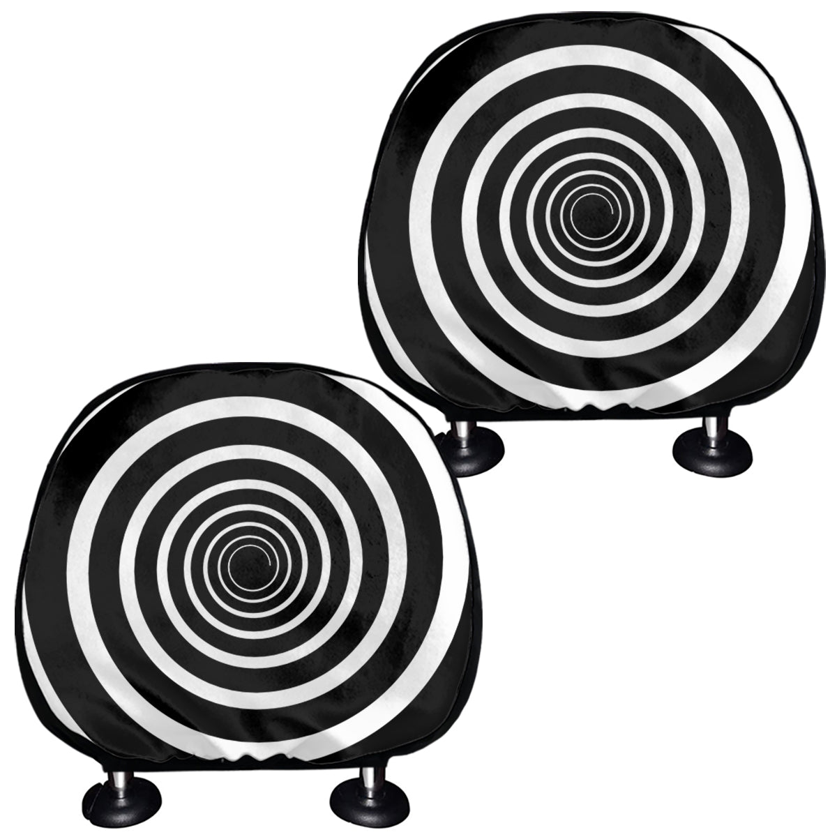 Black And White Circle Swirl Print Car Headrest Covers