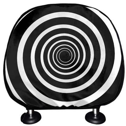 Black And White Circle Swirl Print Car Headrest Covers