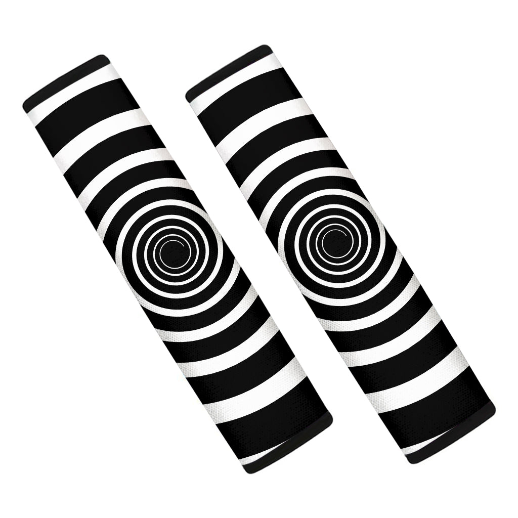 Black And White Circle Swirl Print Car Seat Belt Covers