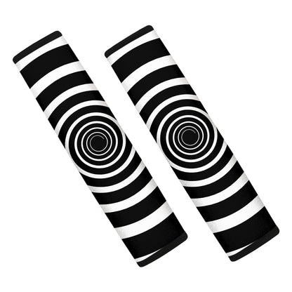 Black And White Circle Swirl Print Car Seat Belt Covers