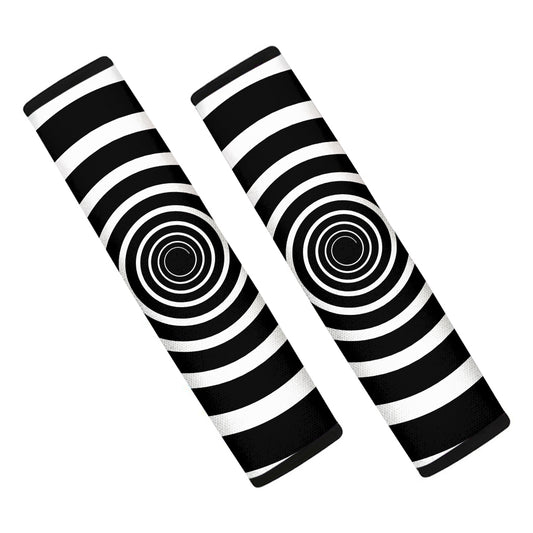 Black And White Circle Swirl Print Car Seat Belt Covers