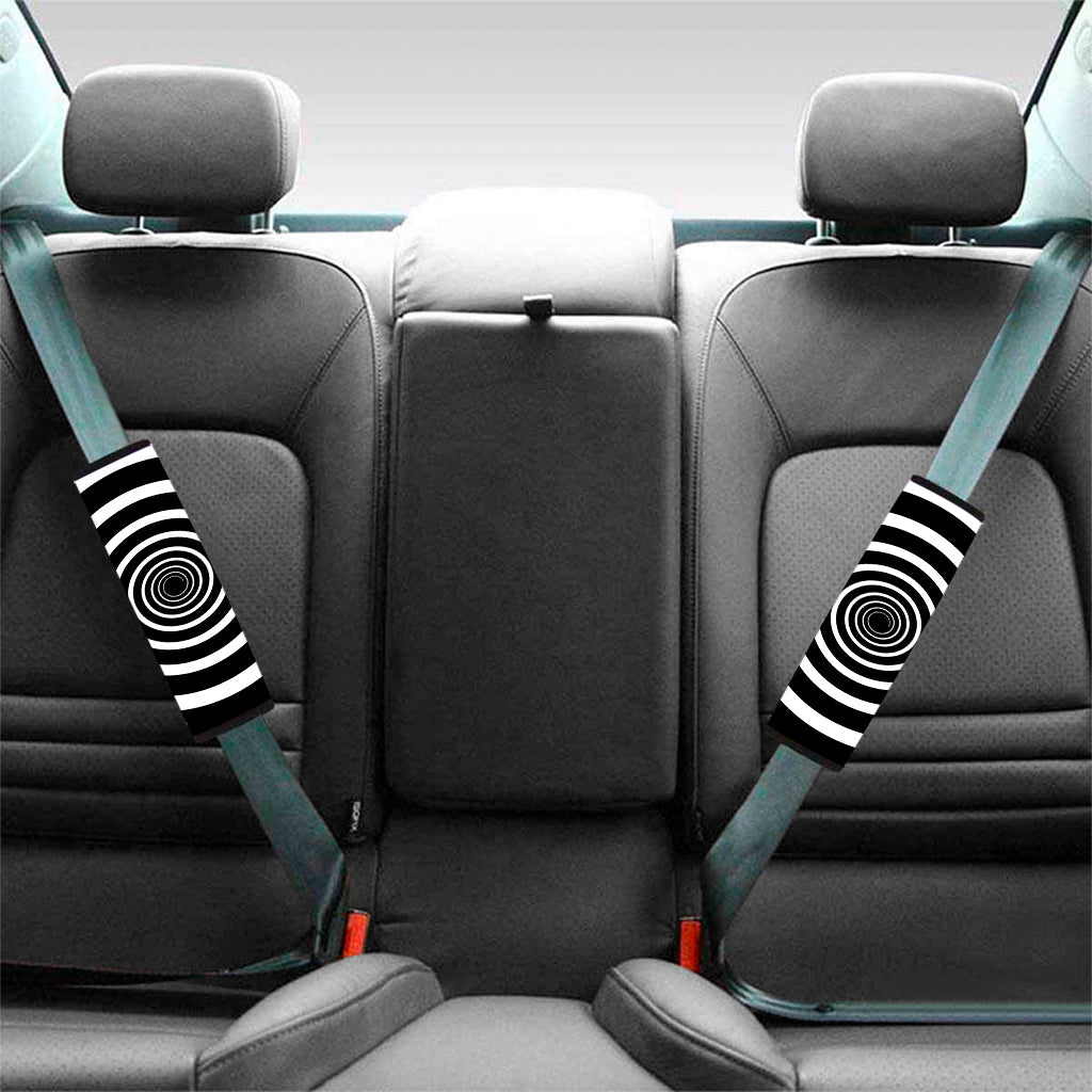 Black And White Circle Swirl Print Car Seat Belt Covers
