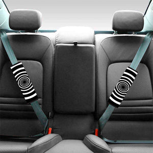Black And White Circle Swirl Print Car Seat Belt Covers