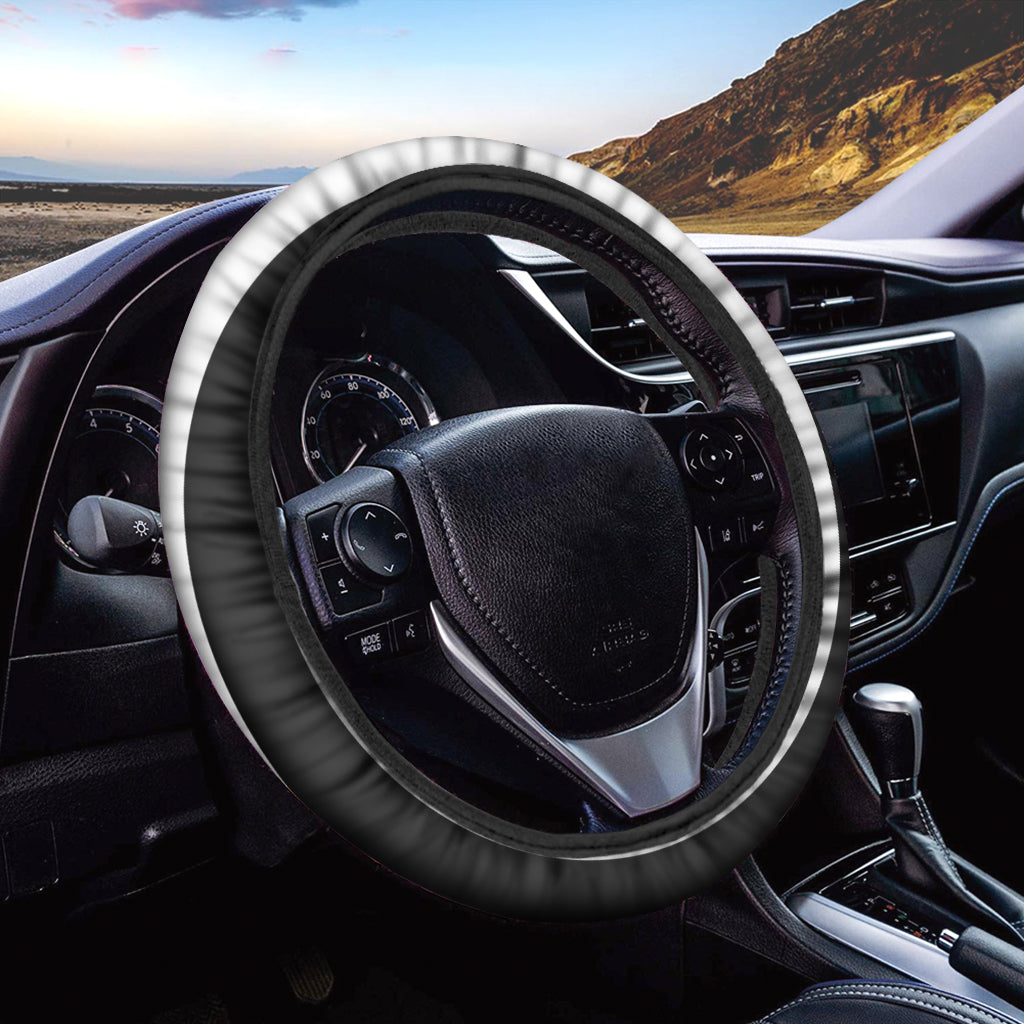 Black And White Circle Swirl Print Car Steering Wheel Cover