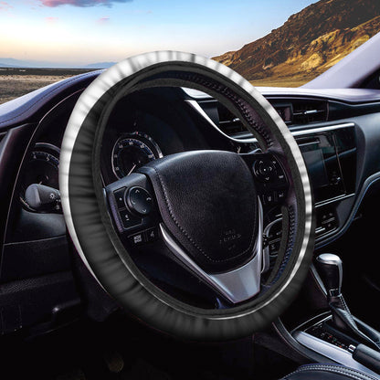 Black And White Circle Swirl Print Car Steering Wheel Cover