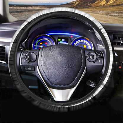 Black And White Circle Swirl Print Car Steering Wheel Cover