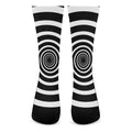 Black And White Circle Swirl Print Crew Socks
