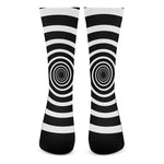 Black And White Circle Swirl Print Crew Socks