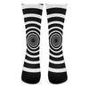 Black And White Circle Swirl Print Crew Socks