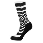 Black And White Circle Swirl Print Crew Socks