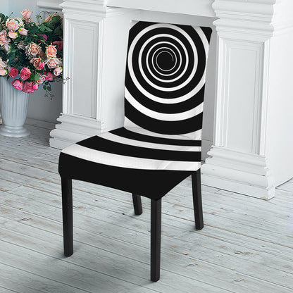 Black And White Circle Swirl Print Dining Chair Slipcover