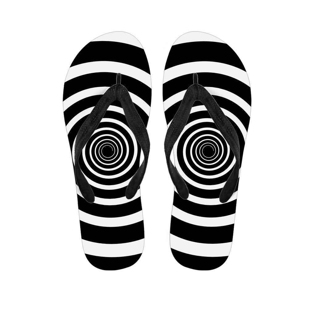 Black And White Circle Swirl Print Flip Flops