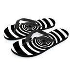 Black And White Circle Swirl Print Flip Flops