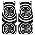 Black And White Circle Swirl Print Front and Back Car Floor Mats