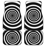 Black And White Circle Swirl Print Front and Back Car Floor Mats