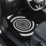 Black And White Circle Swirl Print Front and Back Car Floor Mats