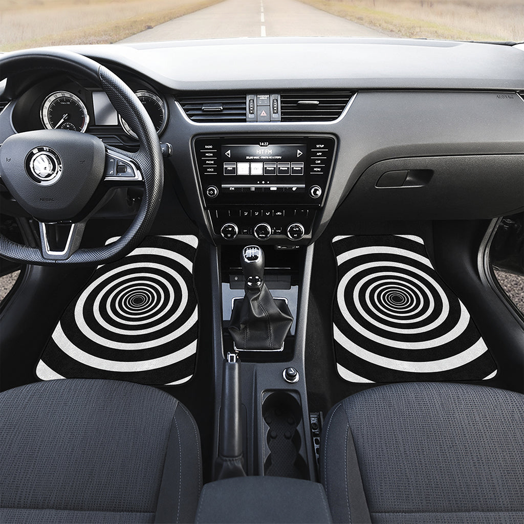 Black And White Circle Swirl Print Front Car Floor Mats