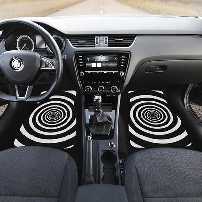 Black And White Circle Swirl Print Front Car Floor Mats