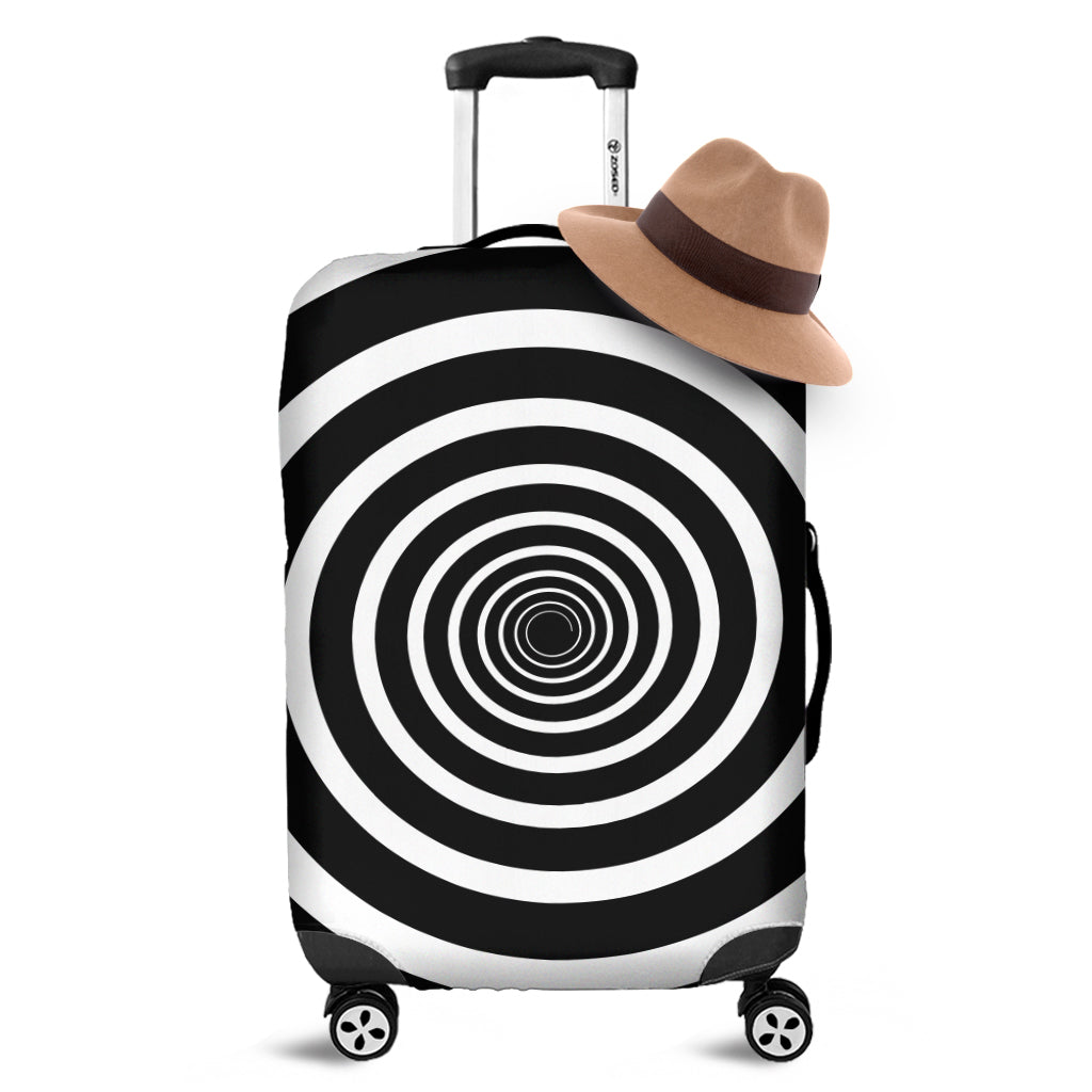Black And White Circle Swirl Print Luggage Cover