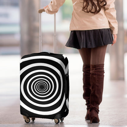 Black And White Circle Swirl Print Luggage Cover