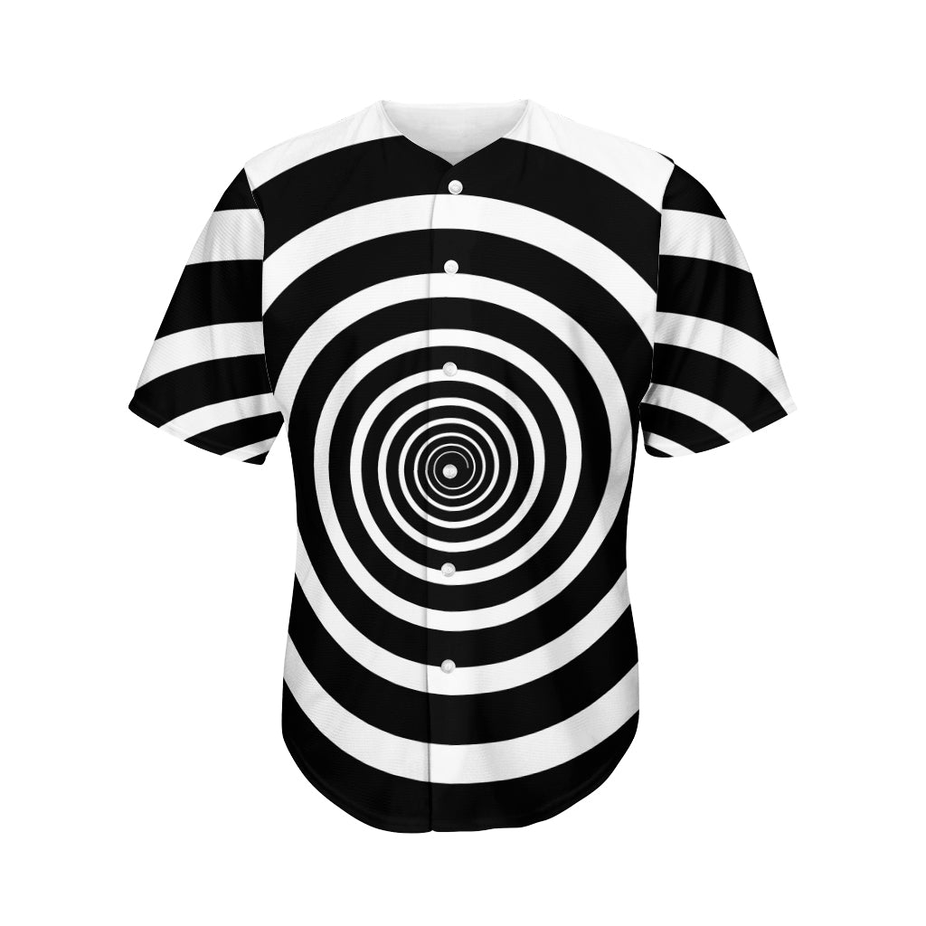 Black And White Circle Swirl Print Men's Baseball Jersey