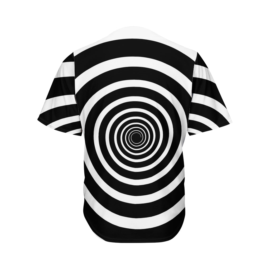 Black And White Circle Swirl Print Men's Baseball Jersey