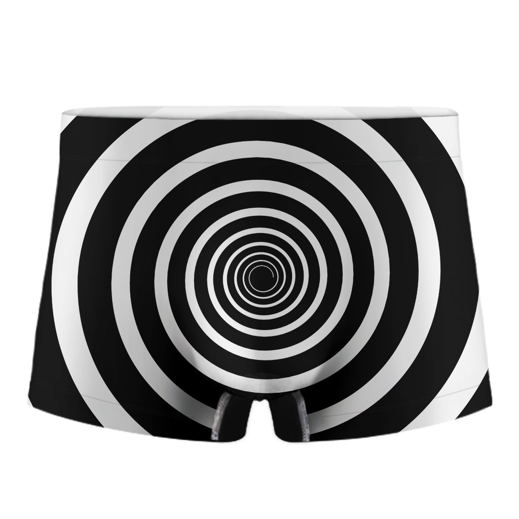 Black And White Circle Swirl Print Men's Boxer Briefs