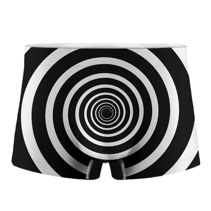 Black And White Circle Swirl Print Men's Boxer Briefs