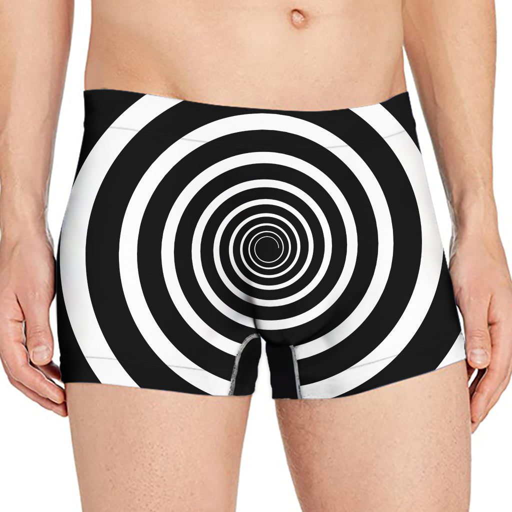 Black And White Circle Swirl Print Men's Boxer Briefs