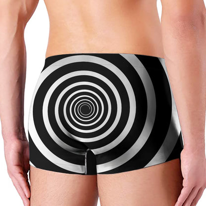 Black And White Circle Swirl Print Men's Boxer Briefs