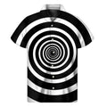 Black And White Circle Swirl Print Men's Short Sleeve Shirt
