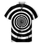 Black And White Circle Swirl Print Men's Short Sleeve Shirt