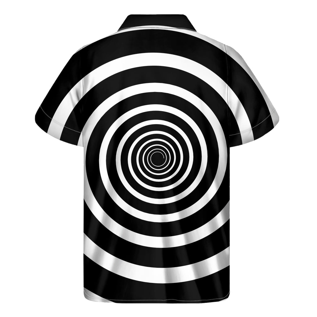 Black And White Circle Swirl Print Men's Short Sleeve Shirt