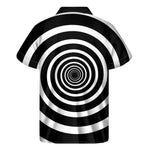 Black And White Circle Swirl Print Men's Short Sleeve Shirt