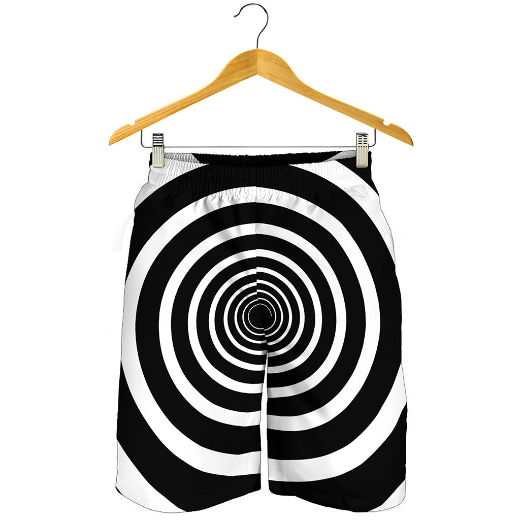 Black And White Circle Swirl Print Men's Shorts
