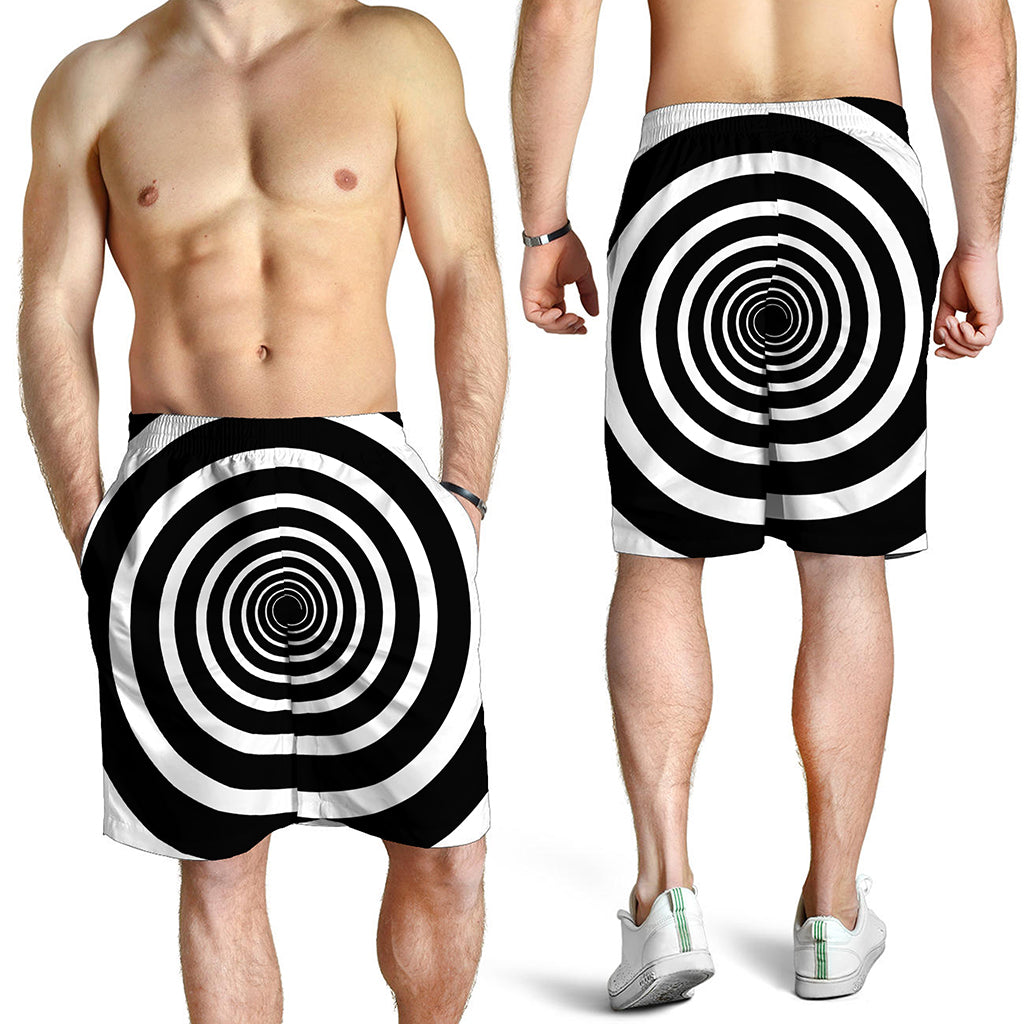 Black And White Circle Swirl Print Men's Shorts