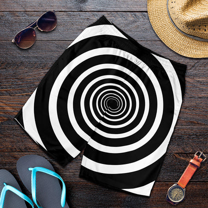 Black And White Circle Swirl Print Men's Shorts