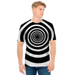 Black And White Circle Swirl Print Men's T-Shirt