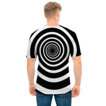 Black And White Circle Swirl Print Men's T-Shirt