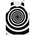 Black And White Circle Swirl Print Men's Tank Top